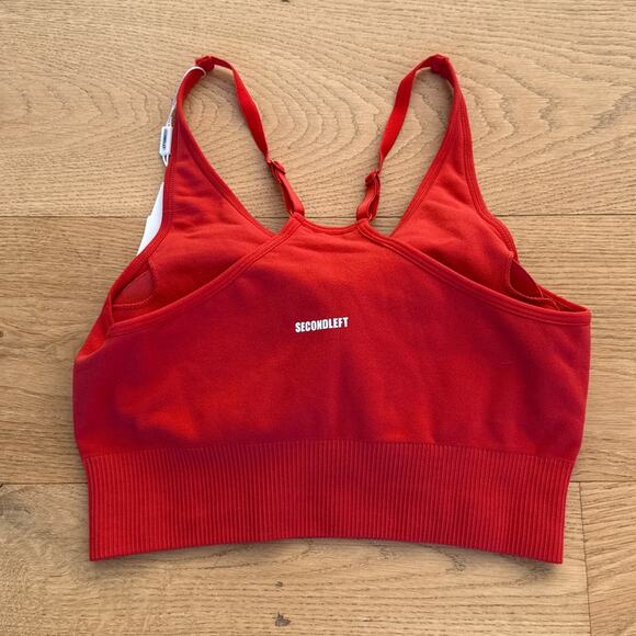 Second Left - Premium Seamless Strappy Crop Top in Reddish Orange - Picture 3 of 4